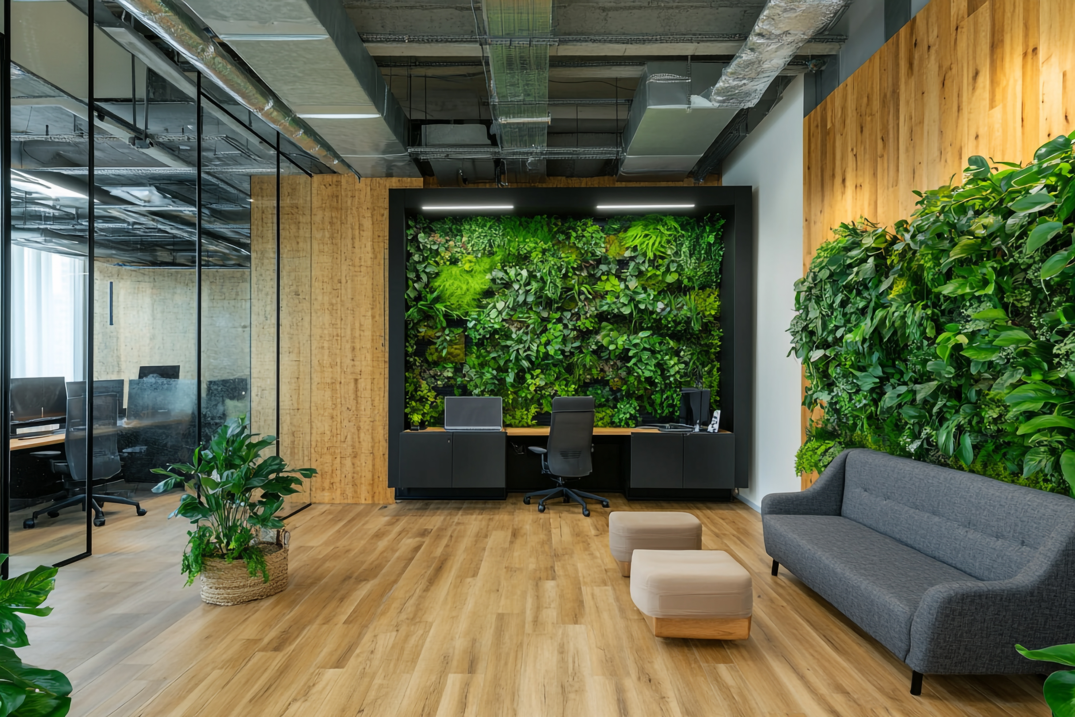 Green lounge spaces